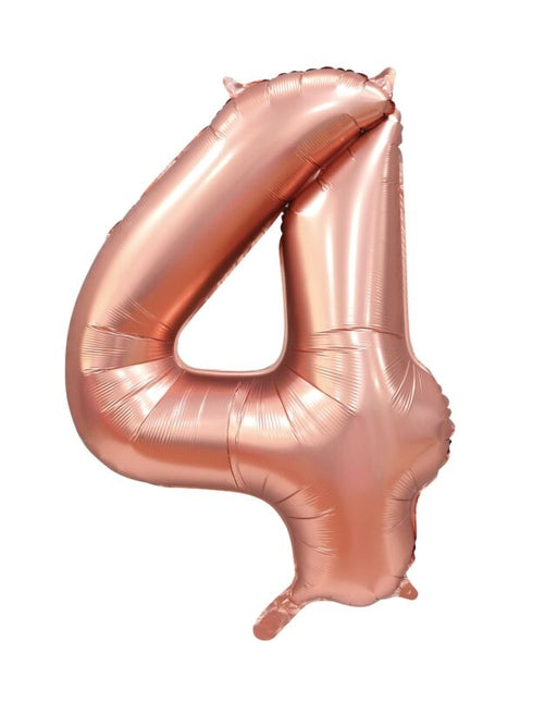 Globo Figura Oro Rosa 4 Años Brillo 86cm