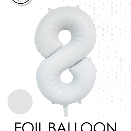 Globo Figura Blanco 8 Años Brillo 86cm