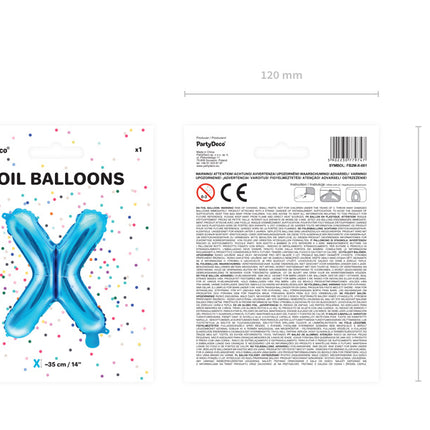 Globo Letra X Azul Vacío 35cm