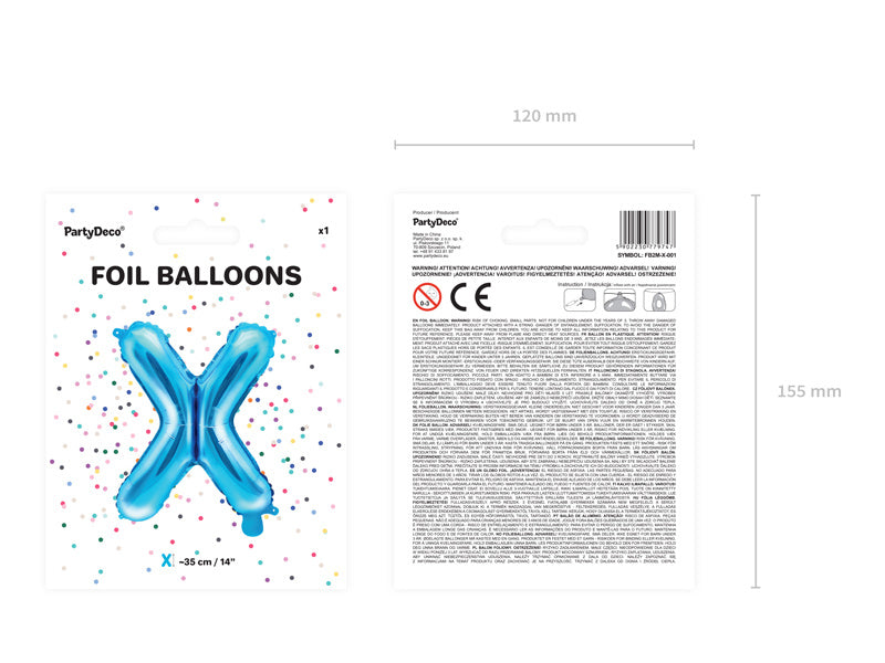 Globo Letra X Azul Vacío 35cm