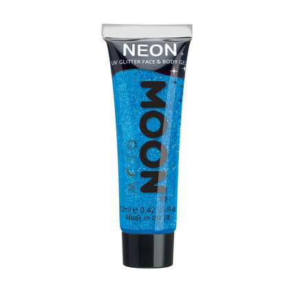 Gel de purpurina fina UV Moon Glow Neon Azul 12ml