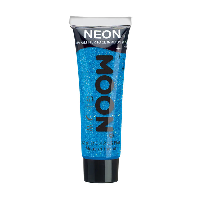 Gel de purpurina fina UV Moon Glow Neon Azul 12ml