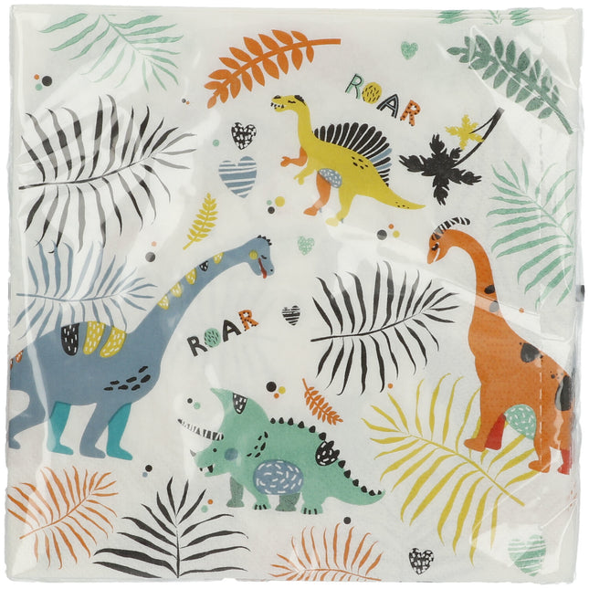 Servilletas Dino de Colores 33cm 20uds.