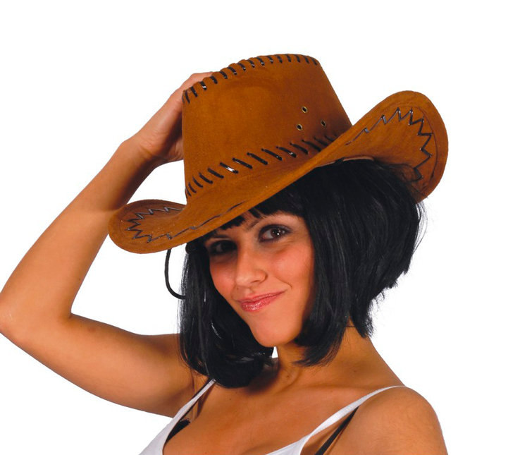 Sombrero vaquero marrón Piel de mujer marrón