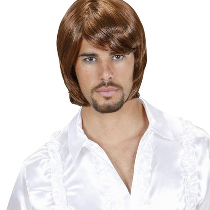 Peluca Marrón Popstar 70'S