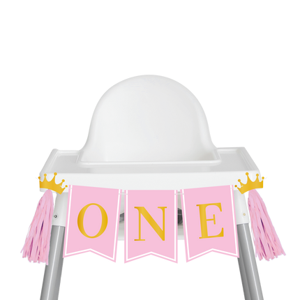 Paquete de decoración de 1 año Trona rosa