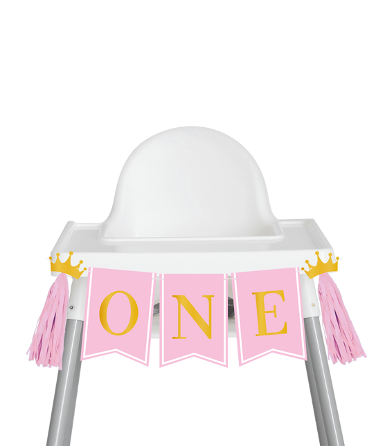 Paquete de decoración de 1 año Trona rosa