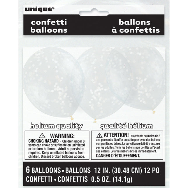 Globos Confeti Blanco 30.5cm 6pcs