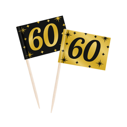 Palillos de cóctel 60 Años 6,5cm 50pcs