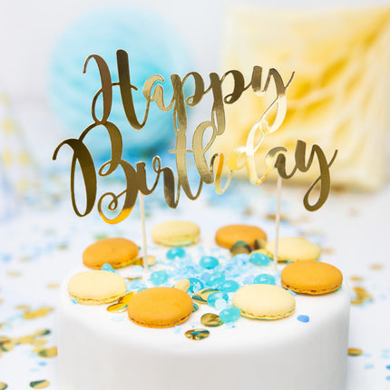 Adorno para tarta Feliz Cumpleaños Oro 22,5cm