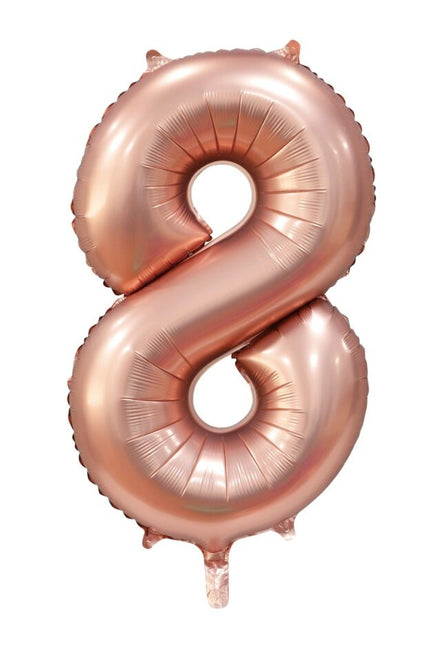 Globo Figura Oro Rosa 8 Años Brillo 86cm