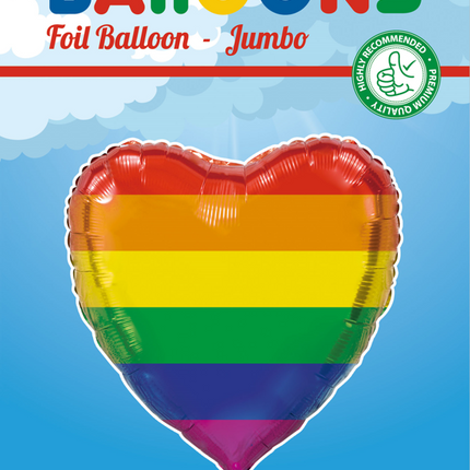 Globo de Helio Corazón Arco Iris XL Vacío 92cm