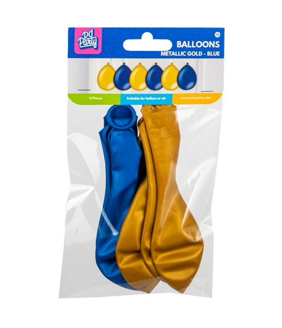 Globos Azul Oro Metálicos 30cm 6pcs