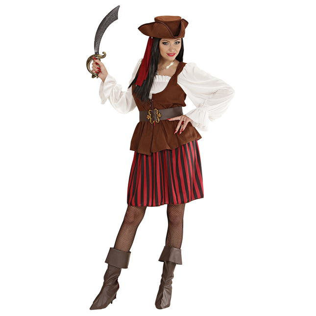 Vestido Pirata Marrón Rojo Señoras