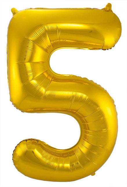 Globo Foil Figura 5 Oro Metalizado XL 86cm vacío