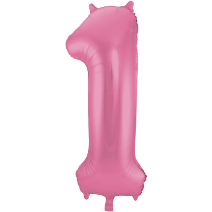 Globo Foil Figura 1 Rosa Mate XL 86cm vacío