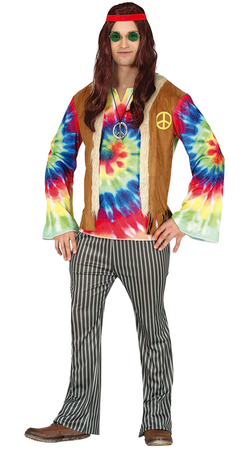 Disfraz de hippie de color para hombre