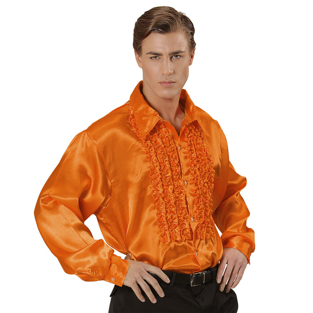 Blusa Disco 70S Naranja Hombre