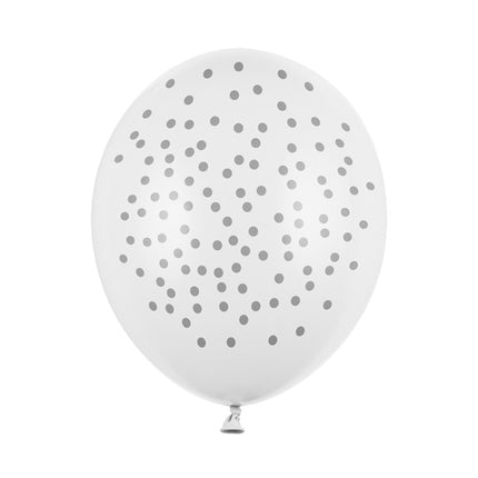Globos Blancos Lunares Grises 30cm 6pcs