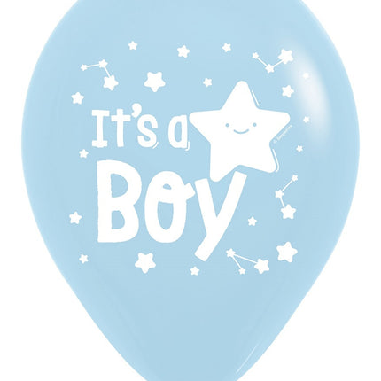 Globos Es un Niño Estrella Azul Mate Pastel 30cm 25pcs