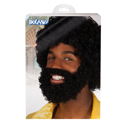 Peluca Negra Rufus Con Barba
