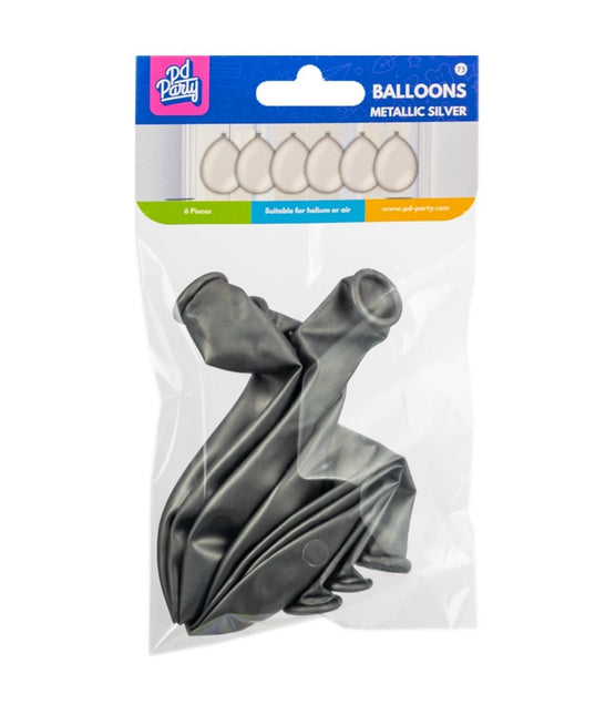 Globos Plateados Metálicos 30cm 6pcs