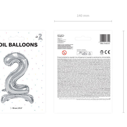 Globo Foil Figura 2 Plata Estándar Vacío 70cm