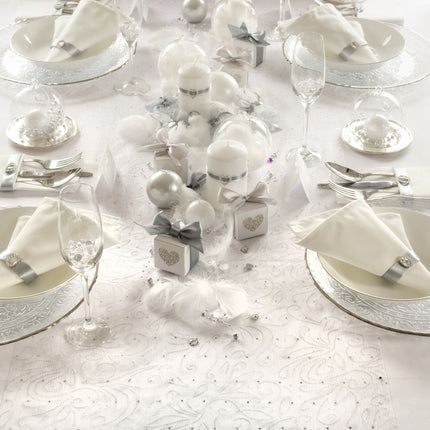 Tejido de Organza Blanco Perlas 48cm 9m