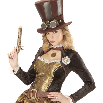 Sombrero Steampunk Alto Con Gafas