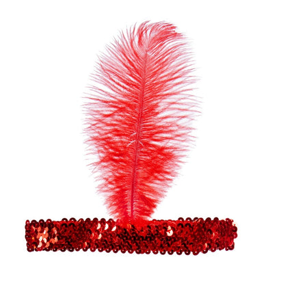 Diadema Charleston Roja Con Pluma