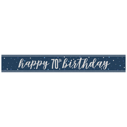 Banderola Feliz Cumpleaños Azul 70 Años 2,74m