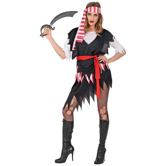 Vestido Pirata Blanco Negro Damas