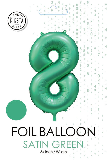 Globo Figura Verde 8 Años Brillo 86cm