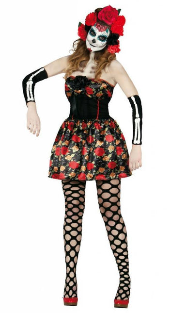 Disfraz Halloween Mujer Vestido Esqueleto Día De Los Muertos