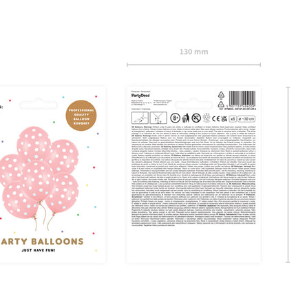 Globos Rosa Claro Lunares Blancos 30cm 6pcs