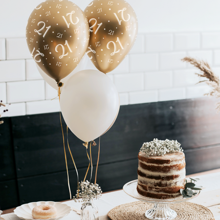 Globos Felicidades Oro Blanco 30cm 6pcs