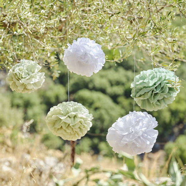 Pompones verdes 20cm 5pcs