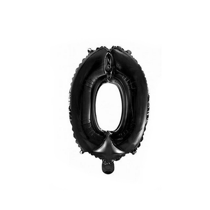 Globo Foil Figura 0 Negro 41cm con Pajita