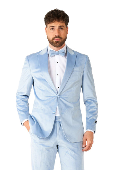Esmoquin de terciopelo azul claro para hombre <tc>OppoSuits</tc>