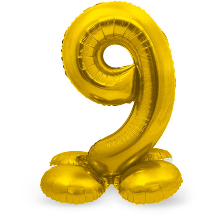 Globo Foil Figura 9 Oro con soporte 72cm