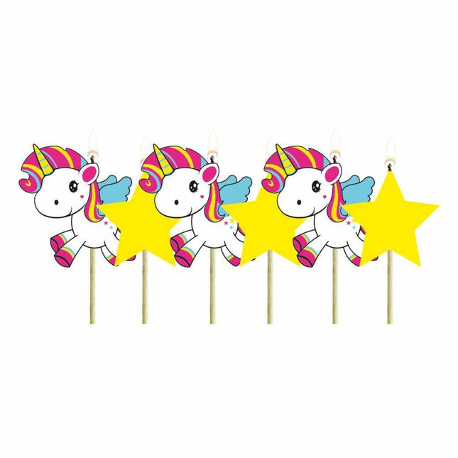 Set de velas unicornio 6pcs