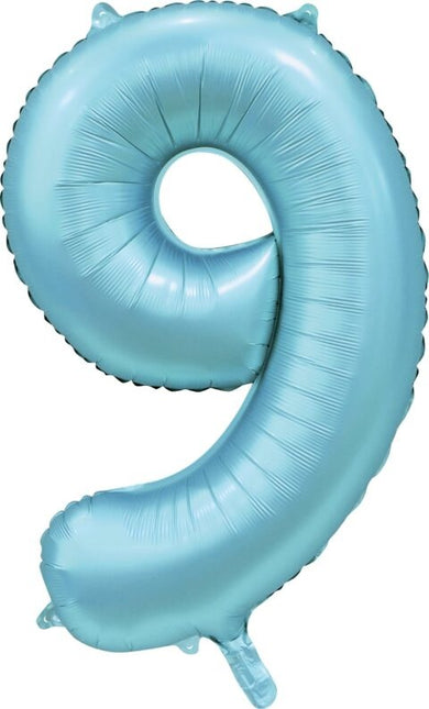 Globo Figura Azul Claro 9 Años Brillo 86cm