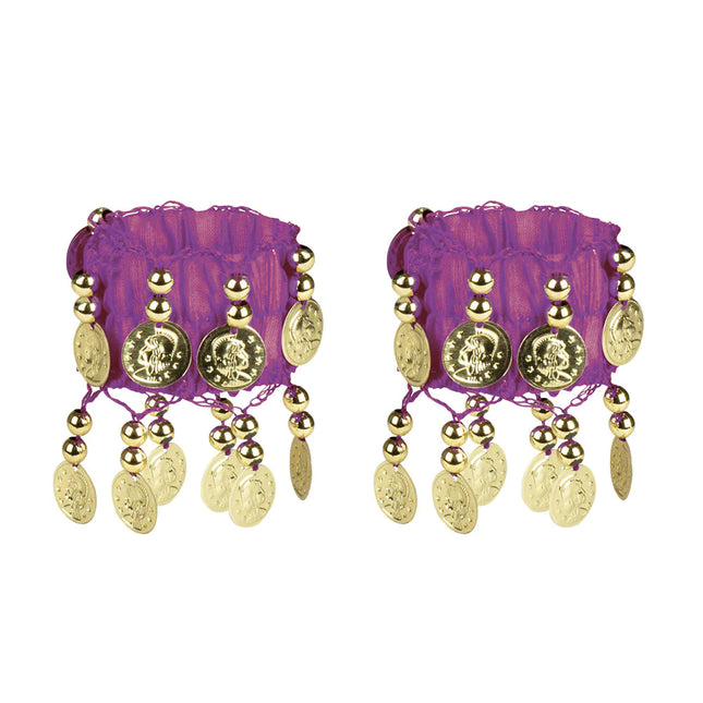 Juego de accesorios Bailarina del vientre morada 4 piezas