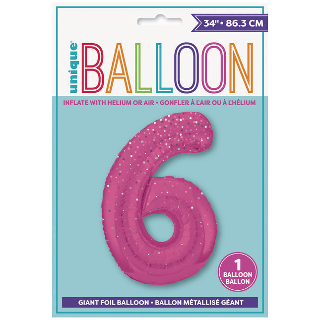 Globo Figura 6 Años Lunares Rosa 86cm