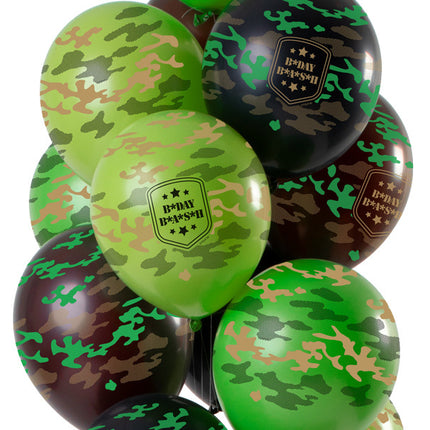 Globos Feliz Cumpleaños Army Print 30cm 12pcs