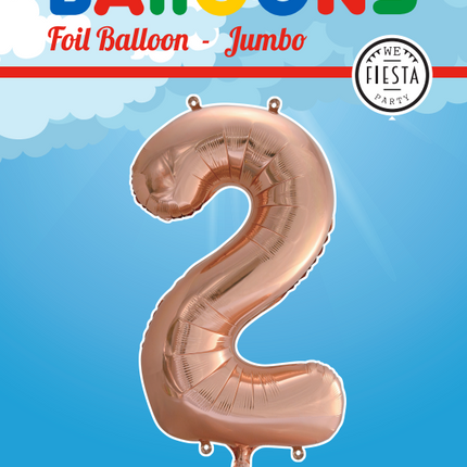 Globo Foil Figura 2 Oro Rosa XL 86cm vacío