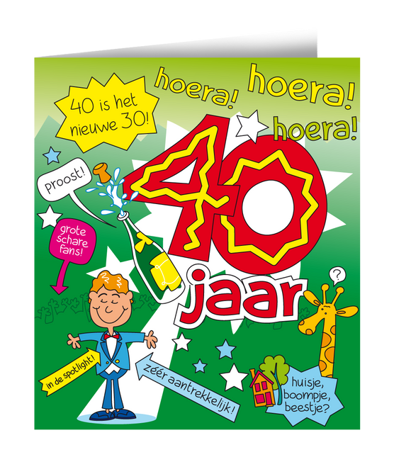 Tarjeta de cumpleaños 40 Años Hombre Dibujos animados 16,5cm