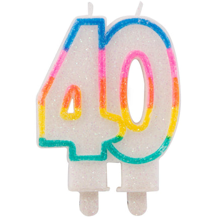 Vela 40 Años Purpurina 9cm