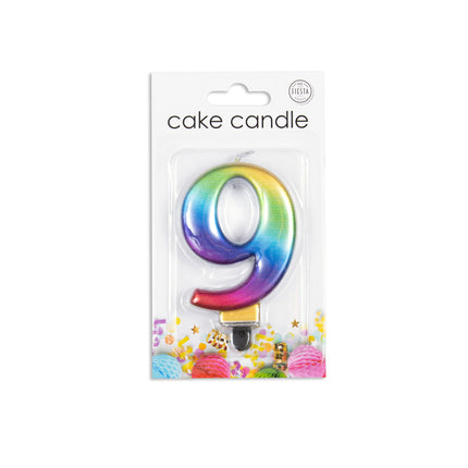 Vela 9 Años Arco Iris 7cm
