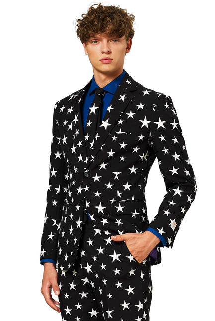 Traje Negro Blanco Estrellas Hombre <tc>OppoSuits</tc>